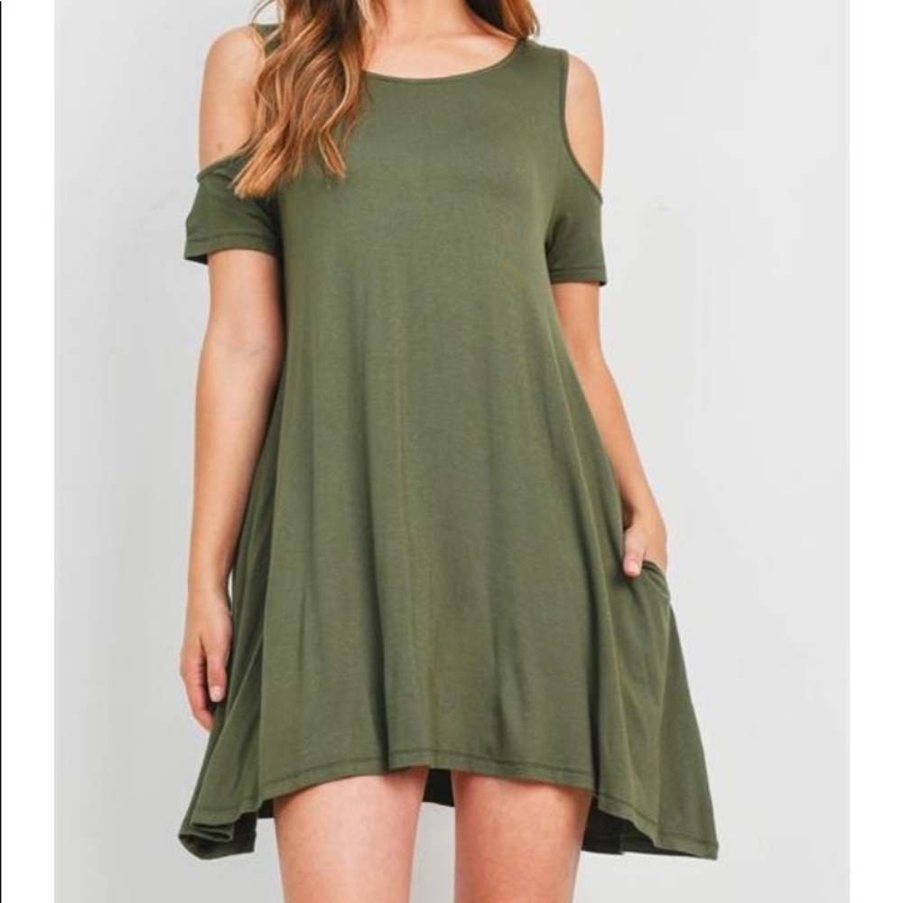 Cold shoulder swing dress